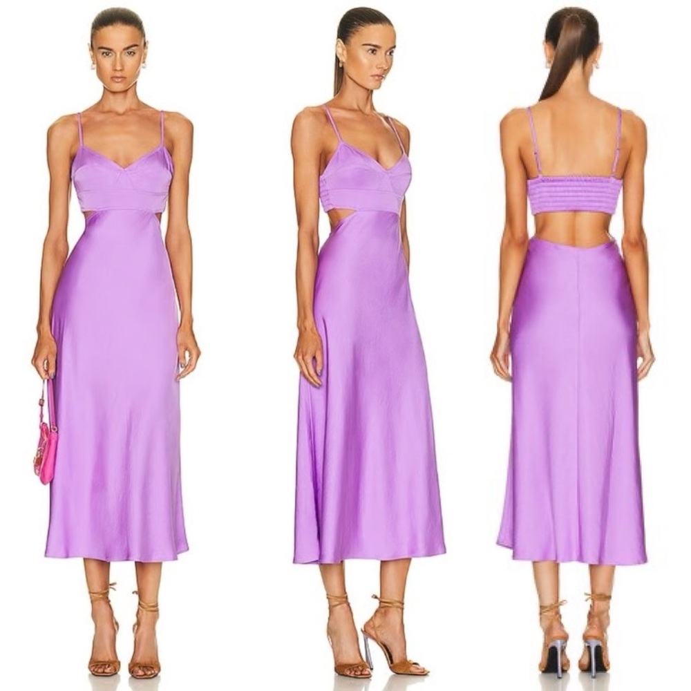 A.L.C. Blakely Cutout Satin Midi Dress Amethyst Size 2 NWT